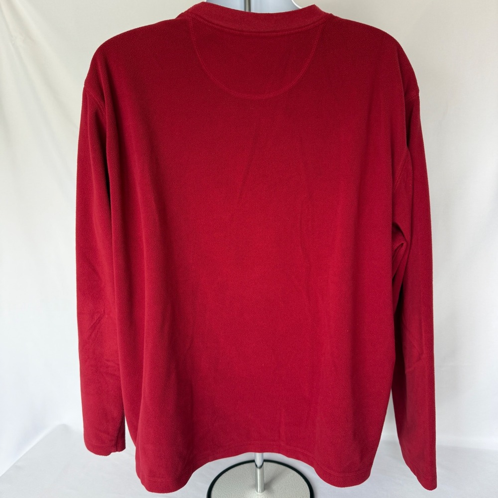 LL Bean Mens XXL Red Fleece Pullover Crew Neck Zip Chest Pocket OHJX9 - Picture 4 of 9